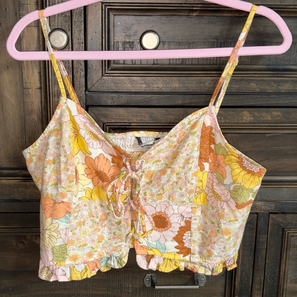 American Eagle Floral Patchwork Crop Top NWT Large